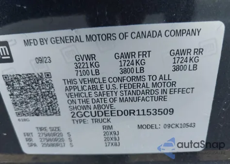 2024 Chevrolet Silverado 1500 4Wd Short Bed Rst z USA, uszkodzony, nr VIN 2GCUDEED0R1153509